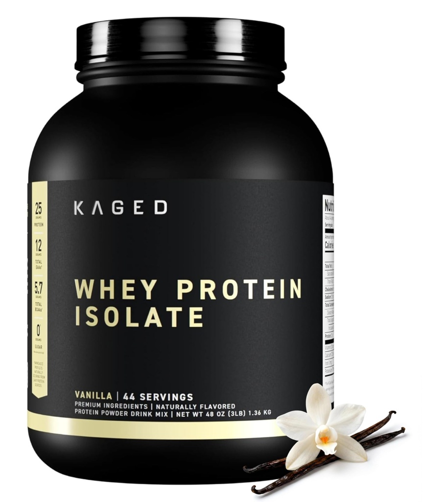 Kaged Whey Protein Isolate Pulver Vanille 100% reine Low Lactose Whey Post Workout Recovery Drink unterstützt Muskel-Building 25g pro Portion 41 Servierungen