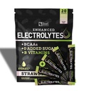 Boîtes de poudre d'électrolyte améliorées (Kiwi de Strawberry) avec 20 paquets de sucre + BCAA + B-Vitamines Supplément d'électrolyte avec Zinc de potassium et Magnésium pour l'hydratation - Electrolytes de kéto
