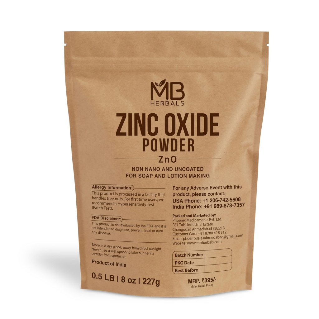 MB Kräuter Zinkoxid Pulver 8 oz | Unbeschichtet & Non-Nano | Für DIY Sonnencreme Lotion & Creme