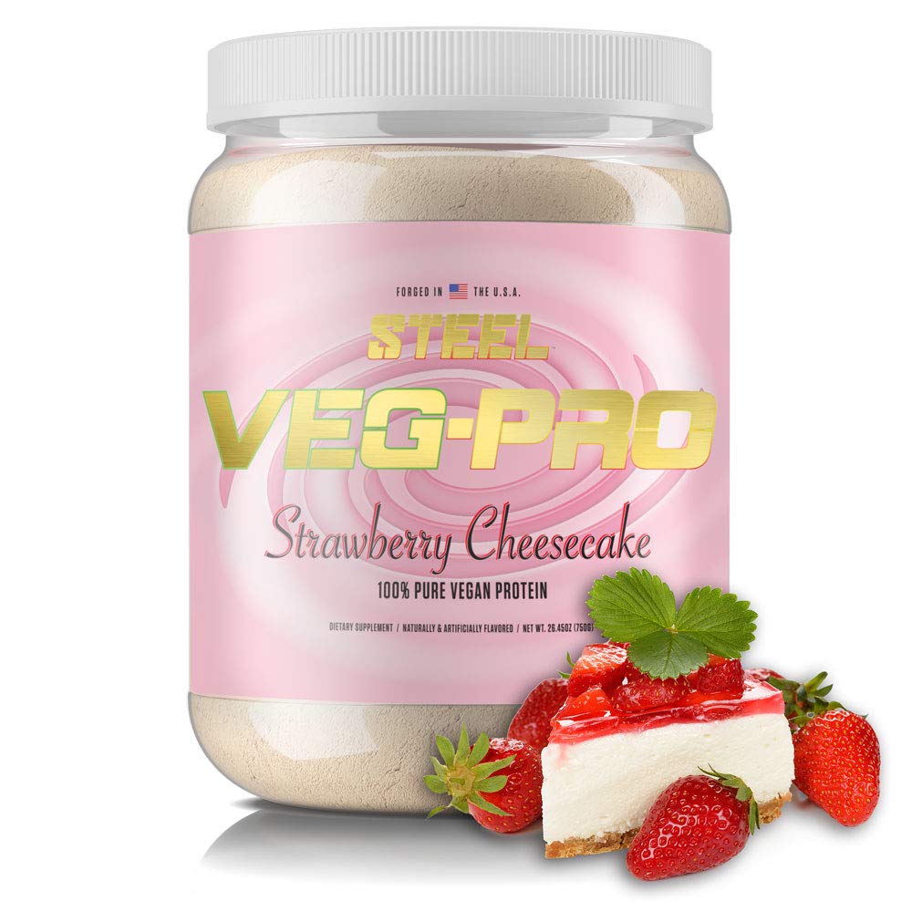 Suppléments en acier Poudre de protéines véganes, fraise Cheesecake de fraise, 25 portions (1,65lb)
