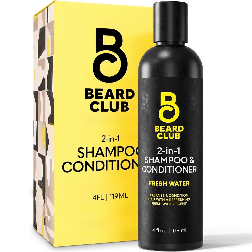The Beard Club Mens 2 in 1 Shampoo und Conditioner Set - Sulfatfrei, Feuchtigkeitsspendend, Citrus konzentriert für lockige Haarpflege und trockene Kopfhautpflege