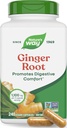 Nature's Way Ginger Root Capsules 550 mg par capsule, Digestive Comfort* Réduit les nausées liées au mouvement*, 1 100 mg par 2 capsules, Projet non OGM vérifié, Vegan, 240 Nombre (Paquetage May Vary)
