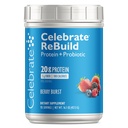 Célébrez les vitamines Reconstruire la poudre de protéines avec des probiotiques et des prébiotiques - 20g de protéines isolées de lactosérum, haute fibre, pour les patients de chirurgie bariatrique - Berry Burst (15 portions)