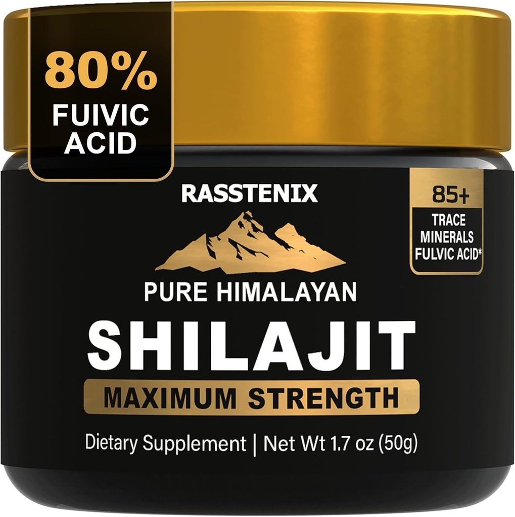 Shilajit - Pure Himalayan Organic Shilajit Harz für Energie, Maximale Potenz, Psychische Klarheit und Immunität - 85+ natürliche Trace Mineralstoffe & Fulvic Säure - Natürliche Shilajit Harz für Männer und Frauen