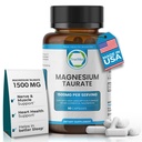 Supplément Taurate de magnésium naturel 1500 mg avec 90 capsules - 30 jours d'approvisionnement pour le soutien du sommeil, la santé cardiaque, la relaxation, l'équilibre de la pression artérielle et le renforcement énergétique