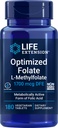 Prolongation de la durée de vie Folate optimisé (L-méthylfolate) 1700 mcg DFE, 180 comprimés de légumes
