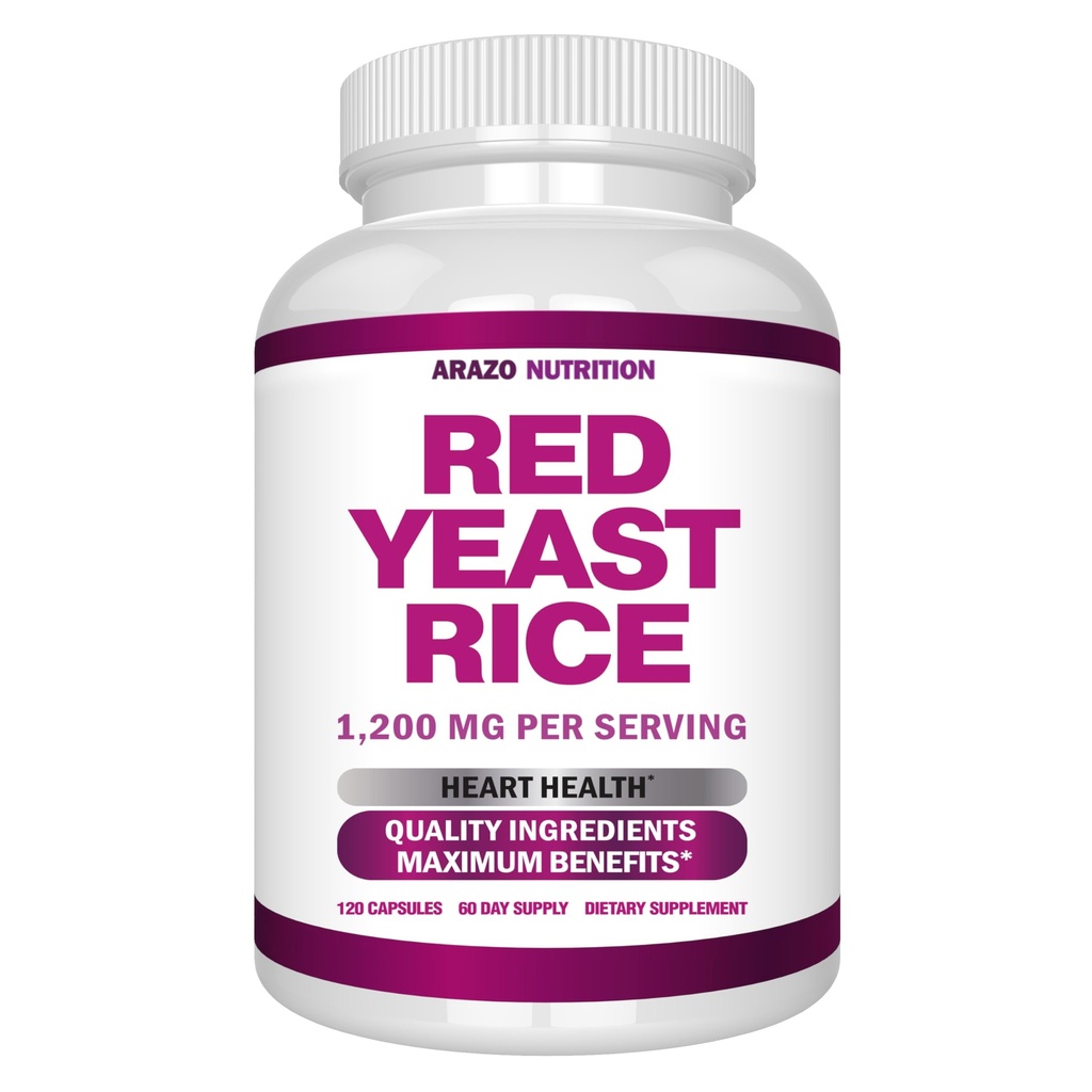 Arazo Nutrition Red Yeast Rice Extract 1200 MG – Citrinin Free Supplement – Vegetarisch 120 Kapseln