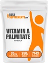 BulkSupplements.com Poudre de palmitate de vitamine A - en tant que palmitate de rétinol, supplément de vitamine A pour le soutien immunitaire et oculaire - sans gluten, 35mg par portion, 250g (8,8 oz) (paquet de 1)