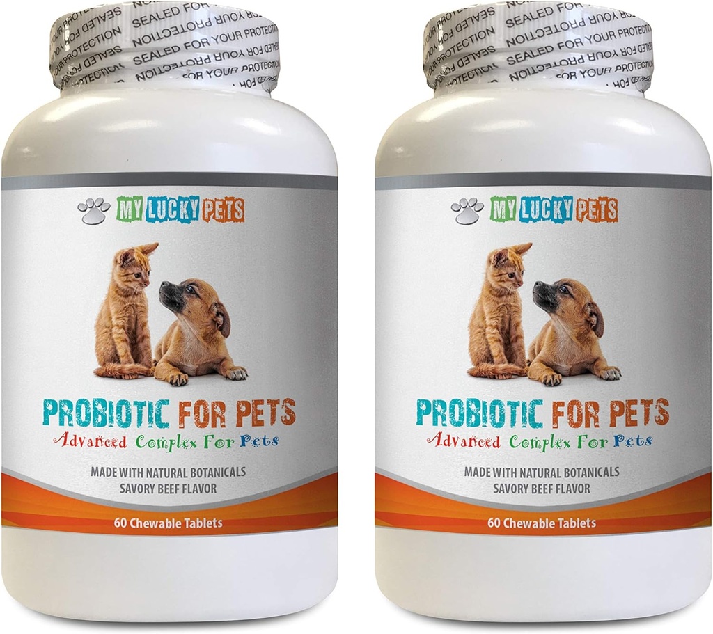 Hund probiotische Verdauungsenzyme - PET PROBIOTIC - DOGS UND CATS - DIGESTIVE BOOST - GET RID OF BAD BREATH UND STOP DIARRHEA - Lactobakillus salivarius probiotic - 2 Flaschen (120 Treats)