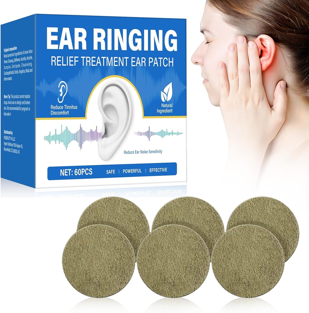 Tinnitus Relief für Ringohren, 60 PCS Tinnitus Trêatment Patches, Effektiv reduzieren Ohrring & Ear Noise, Tinnitus Patches mit natürlichen Inhaltsstoffen, verbessert Ear Discomfort