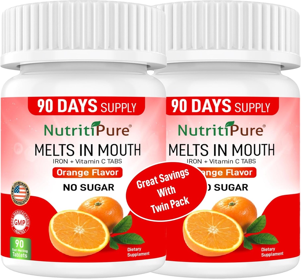 Chewable Iron Supplement für Damen/Men | Carbonyl Iron 18 mg mit Vitamin C 30 mg | Tablet in Orange Flavor 90 Count (2)