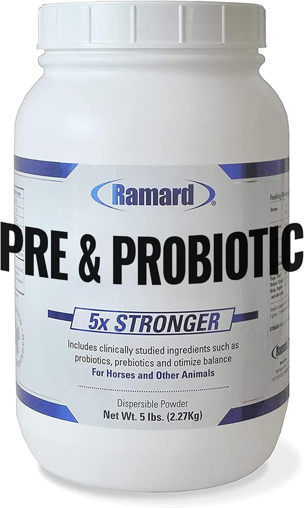 Ramard Total Prebiotic & Probiotic Equine Formel - Natürliche Verdauungsergänzung für Pferde Optimal Gut Gesundheit, Nährstoffaufnahme, Foal Support Pro & Pre Biotics für Vieh und Pferd 5 lbs Jar