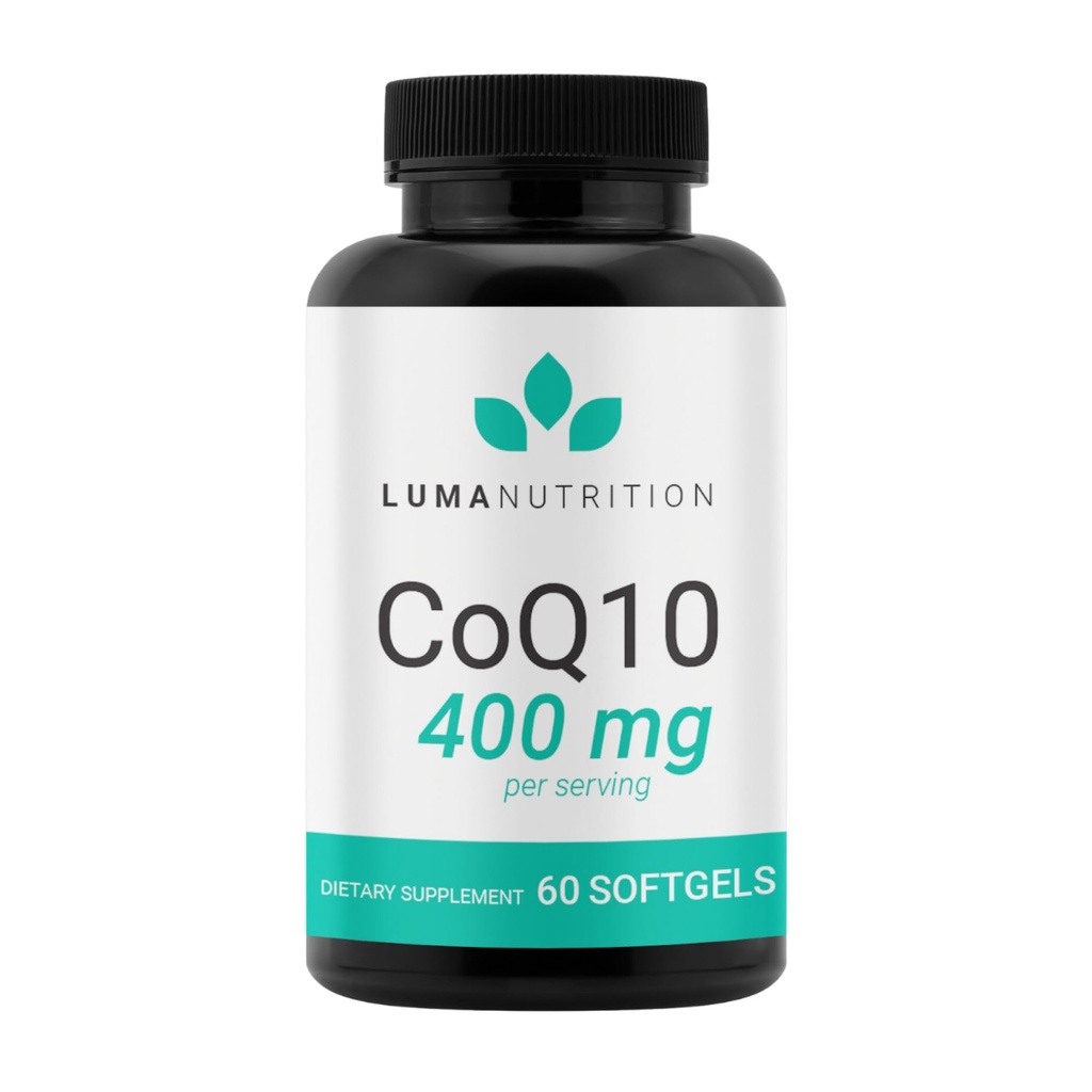 Luma Nutrition CoQ10 400mg Softgels - Coenzyme à haute absorption Q10 - Co Q-10 200mg / 400mg Par service - Santé cardiaque - 60 Softgels liquides