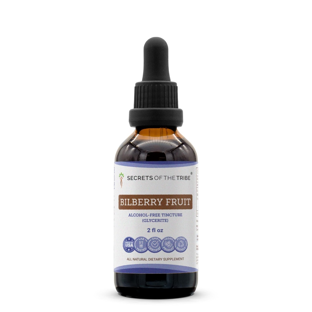 Secrets of the Tribe Bilberry Fruit Alcohol-Free Liquid Extract, Bilberry (Vaccinium Myrtillus) Getrocknete Früchte Tinkture Supplement (2 FL OZ)