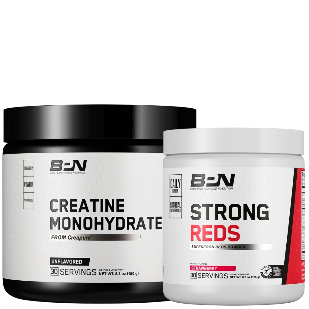 BARE PERFORMANCE NUTRITION BPN Créatine Monohydratée et Rouges forts Bundle