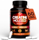 Creatine HCL Capsules avec HMB - Supplément d'entraînement pour les hommes et les femmes, Constructeur musculaire, Endurance, Force, Supérieure à Monohydrate: Instantanée pour l'absorption maximale, Sans charge, Sans Bloat, 180 Capsules Vegan