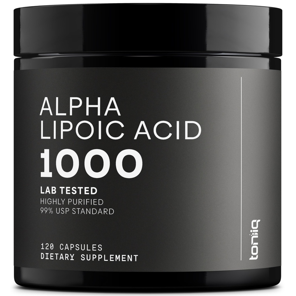 Toniiq 1000mg Ultra High Strength Alpha Lipoic Säure Kapseln - hoch gereinigt 99%+ USP Standard - 120 Kapseln ALA Supplement