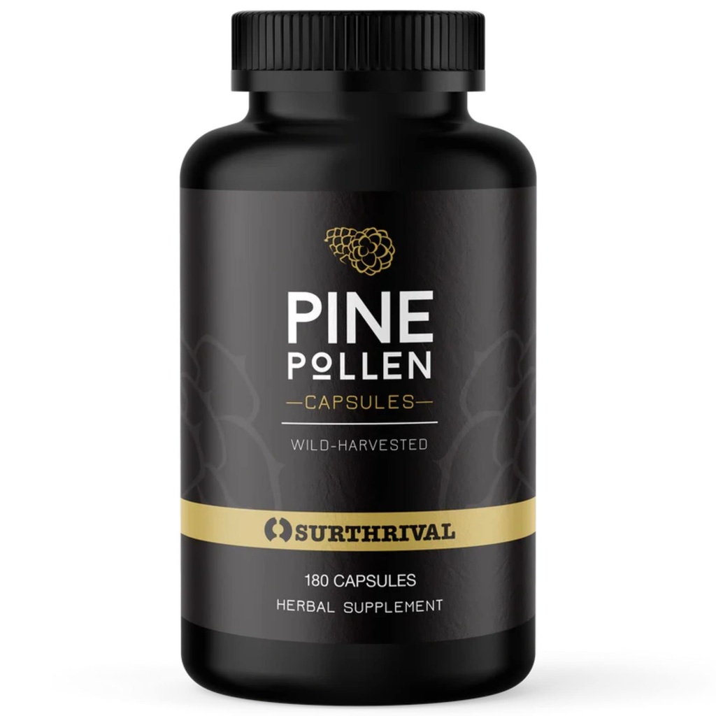 Surthrival: Pine Pollen Pulver Kapseln (180 Zähler), Wild Harvested, Energy & Endurance Restoration