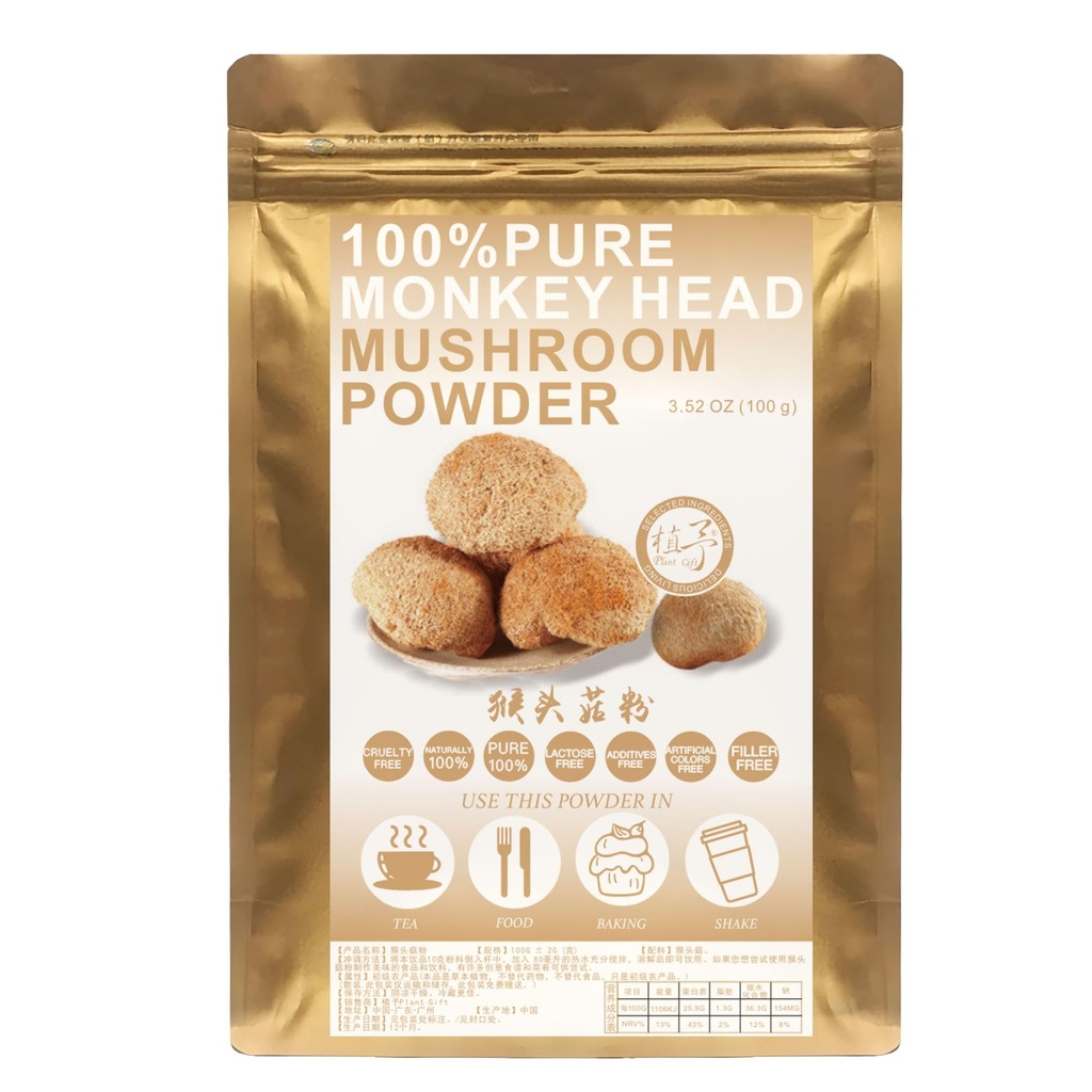 Poudre 100% d'érinaceus d'Héricium pur Lions Naturels Farine de Mane, pour les boissons,..