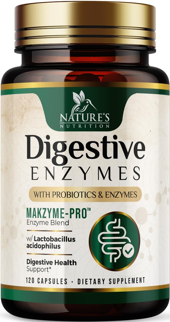 Verdauungsenzyme - Super Digestive Multi Enzym Complex für Bloating & Gut Health Support mit Bromelain, Papain, Probiotics & Prebiotics - Verdauungs-Gesundheitsunterstützung für Frauen & Männer - 120 Kapseln