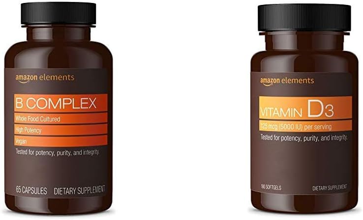Elemente B Complex (65 Kapseln) und Elemente Vitamin D3 (180 Softgels)