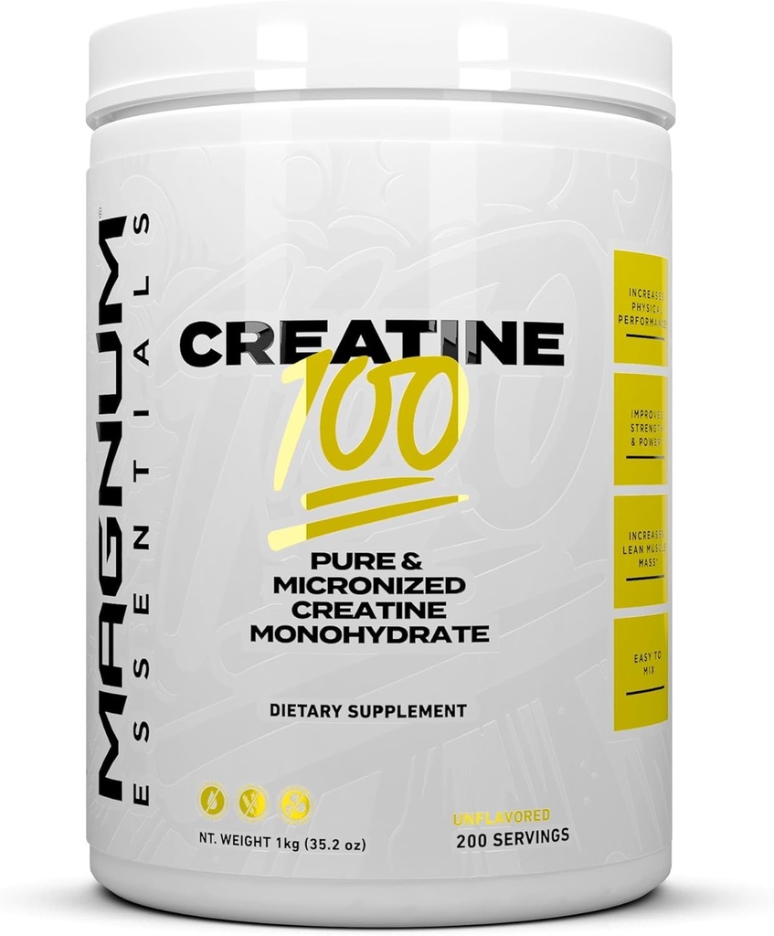 Magnum Nutraceuticals Micronized Creatine 100 – 200 Servierungen, High-Purity & Fast-Absorbing Creatine Monohydrat für Stärke, Endurance & Muskelwachstum
