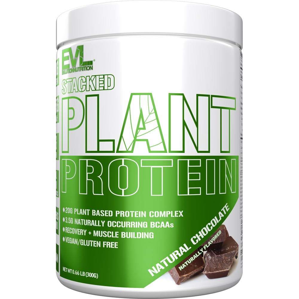 Évlution Nutrition Poudre de protéines végétales piquées, végétalienne, non-OGM, sans gluten, probiotiques, BCAA, fibre, complexe protéique végétale, 300G (chocolat naturel)