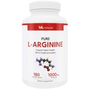 ML Naturals Pure L-Arginin 1000 mg 180 Gemüsekapseln. Aminosäure, Nitric Oxide Stimulator, und unterstützt Herzgesundheit, NSF-zertifiziert & cGMP-konform.