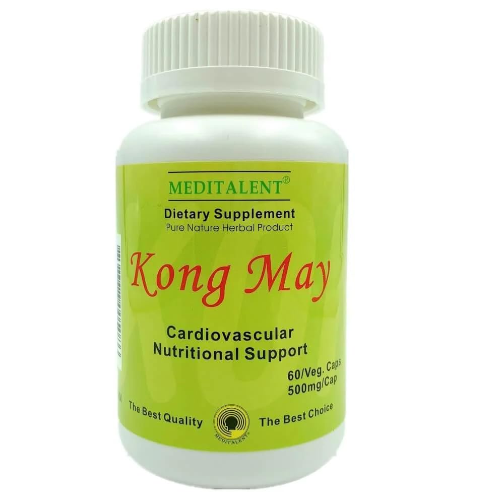 Kong Mai Kräuter-Ergänzung mit roten Hefe-Reize, Natto vergütet Pulver, Antrodia Pilze | All-Natural Herz-Kreislauf-Unterstützung für Gesamtgesundheit und Wohlbefinden - 60 Kapseln von Meditalent