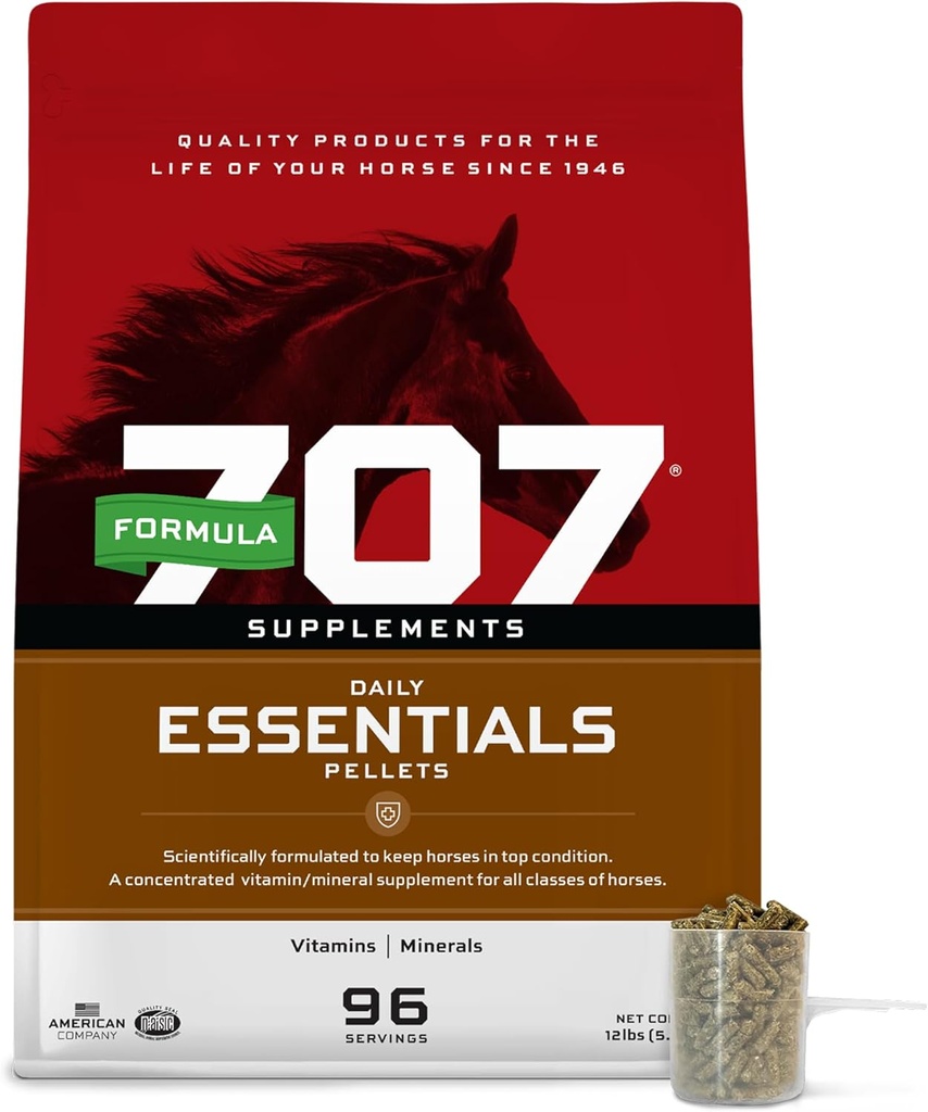 Formel 707 Daily Essentials Equine Supplement, 12 lb Tasche – Komplette Vitamine und Mineralstoffe für Superior Gesundheit und Zustand in Pferden