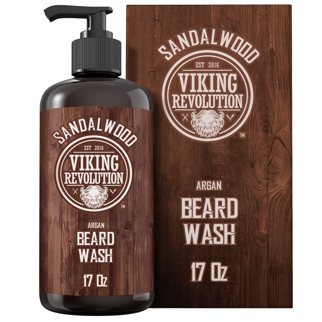 Viking Revolution Bart Wash Shampoo w/Argan & Jojoba Öle - Weichen & Stärken - Sandelholz Duft - 17 oz Shampoo