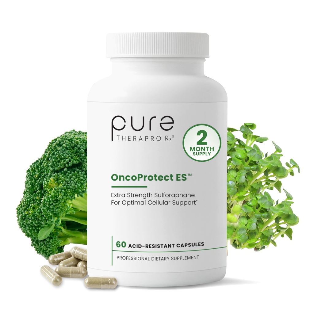 Pure Therapro Rx OncoProtect ES HIGH DOSE Sulforaphane Supplement, Made in USA | 2 Month Supply | 706 mg Patented Activated BroccoRaphanin Broccoli Seed Extract | Glucoraphanin + Myrosinase