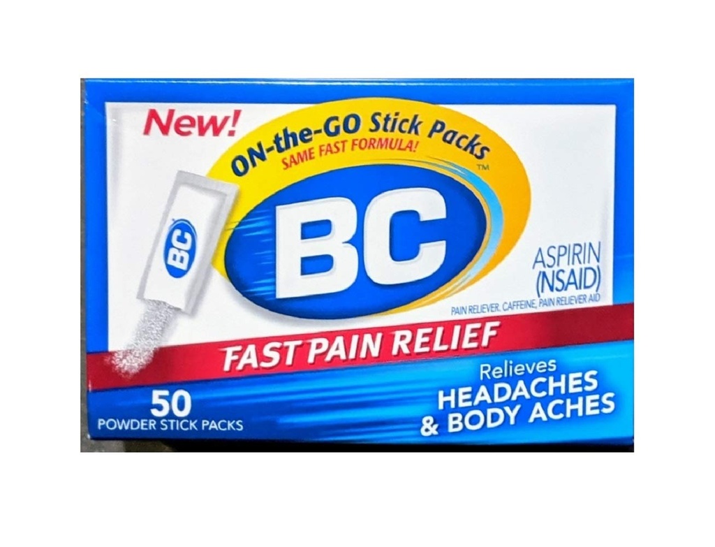 BC Pain Relief Powder Sticks, 50 Sticks Par Pack (3 Packs)