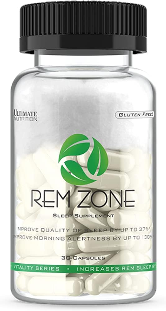 Ultimate Nutrition REM Zone Supplement, Umfassende Formel für Rest, Kräuter für eine bessere Nacht Snooze, Glutenfrei, 30 Vegan Kapseln