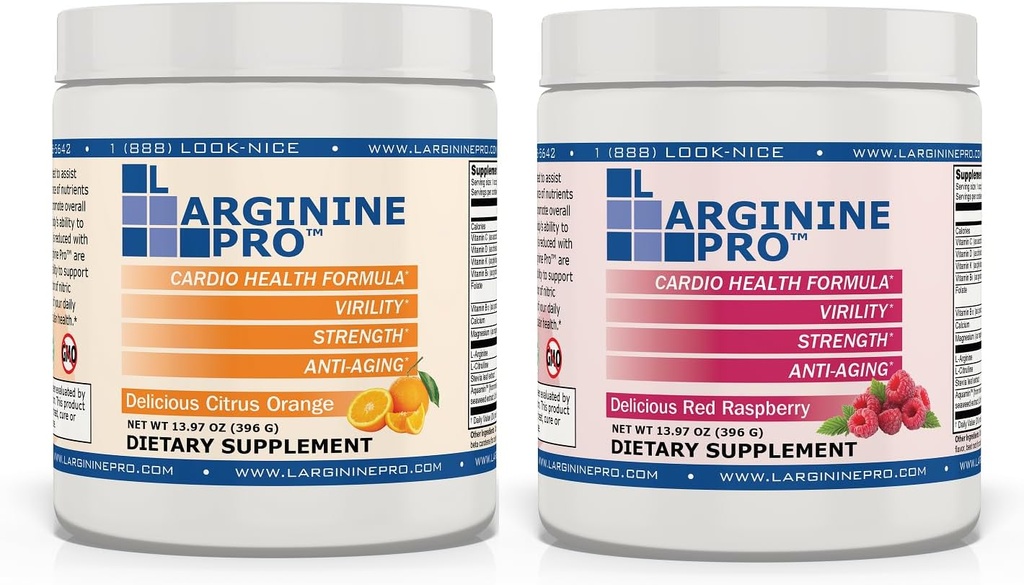 L-ARGININE PRO | 5.500mg L-Arginin Plus L-Citrulline 1.100mg Orange & Raspberry Pulver Getränke-Mischergänzung für erhöhte Stickstoffoxidproduktion