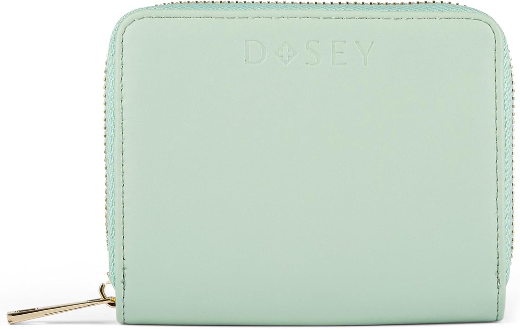 Dosey Wellness Wallet Travel Pill Organizer & Easy-Slide Pouches - Cuir végétalien lisse avec 4 poches étanches pour le stockage et la protection Med - Élégant Med Organizer (SAGE), version améliorée