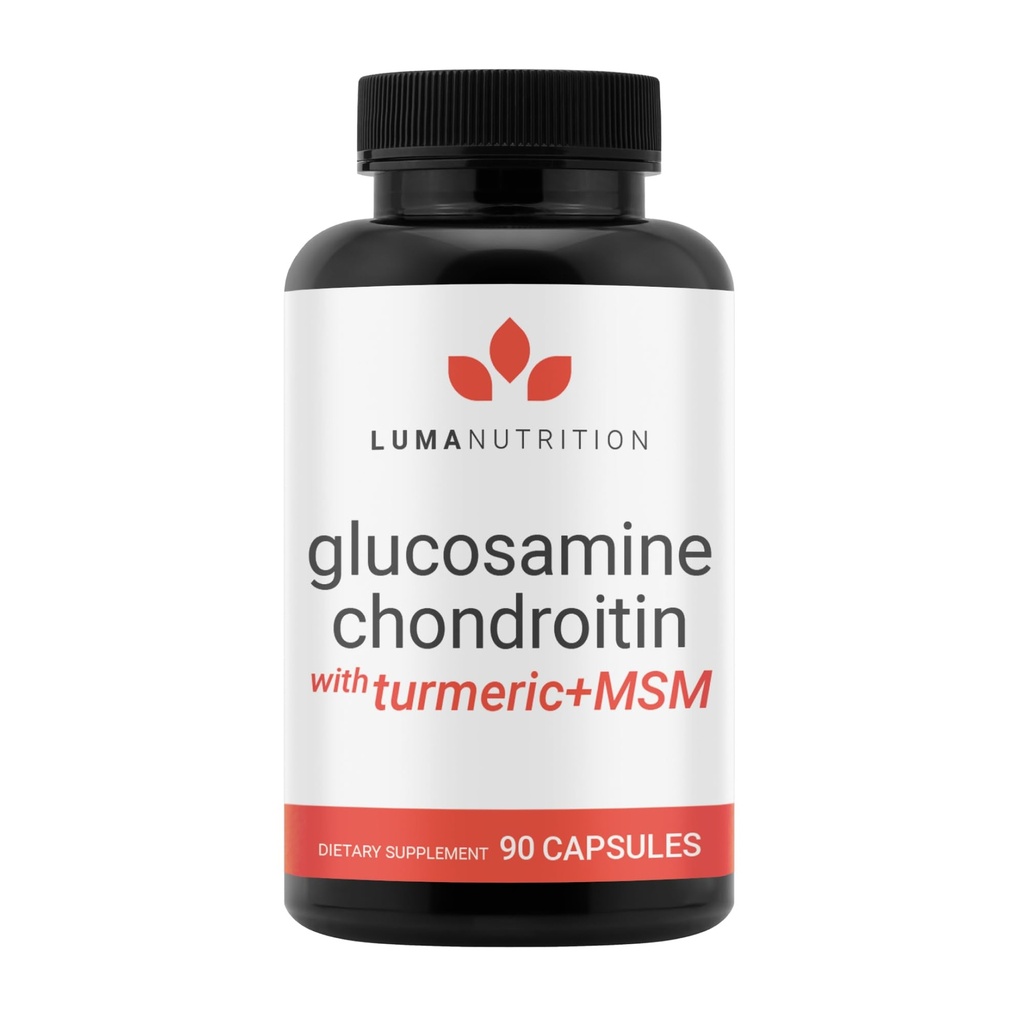Luma Nutrition Glucosamine Chondroitin MSM - Turmeric, Boswellia - Premium Supplement - für Männer und Frauen - Joint Supplement - 90 Kapseln