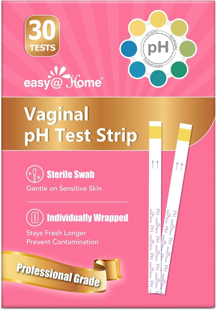 Easy@Home Vaginal pH Test -30 Streifen | BV Test Kit zu Hause für Frauen | Hefe Infektion Test + pH Balance für Frauen