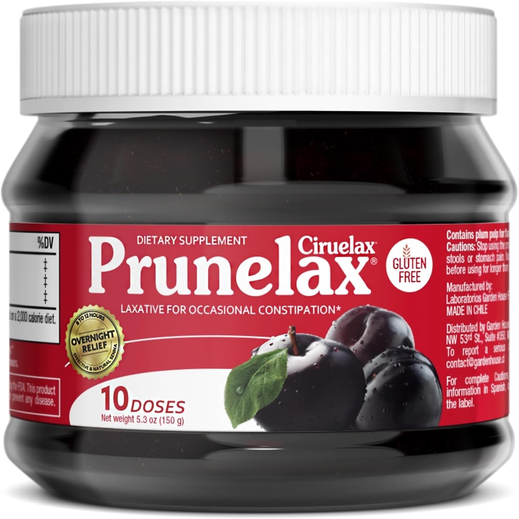 Prunelax Ciruelax Regular Strength Laxative Jam - Gluten-Free Natural-Ingredient Laxative for Occasional Constipation - 5.3 Unze
