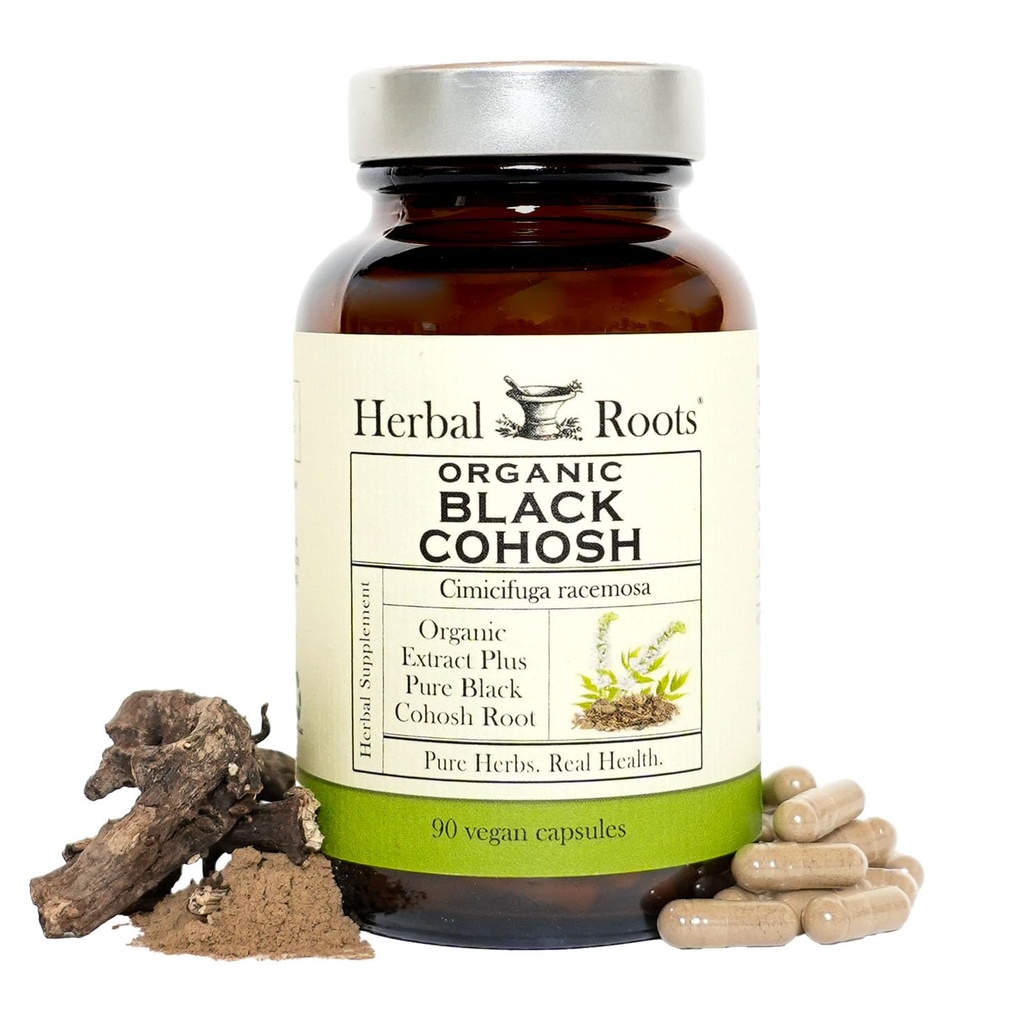 Racines à base de plantes Root de coho noir biologique de la ménopause et soutien menstruel supplémentaire de 90 capsules, végétalien