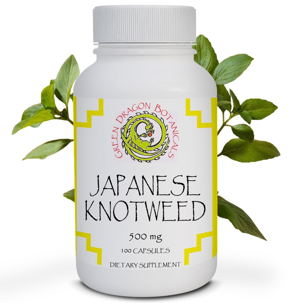 Capsules japonais Knotweed 500 mg 100 Capsules Fabriquées aux États-Unis - Source naturelle de Resvératrol Immune Support Supplément Non-OGM Végétarien sans gluten La racine japonaise Knotweed pour la santé cardiovasculaire.*