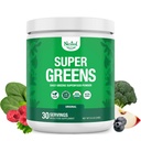 Nested Naturals Super Greens Daily Superfood Powder - Certifié USDA Bio Green Powder w/20+ aliments entiers, poudre de spiruline, blé et orge - Probiotiques, fibres et enzymes - Arôme original, 30