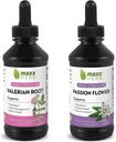 Besser schlafen Bundle - Maxx Herb Passion Blumenextrakt + Valerian Root Extract - für Entspannung und Stressmanagement, Alkoholfrei - (1 Jede) 4 Oz Flasche (60 Servietten)