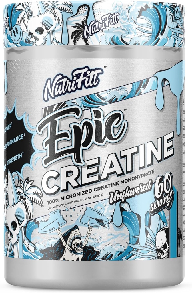 Nutrifitt CREATINE | Micronized Creatine Monohydrate | für Männer und Frauen | 60 Servierungen | Muskelwachstum | Kognitive Boost | UNFLAVORED