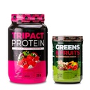 Nutrologie TRIPACT Poudre de protéines, 7-en-1 Remplacement des repas Shake, Superberry (40 portions) Verts et fruits Superfood, chocolat (30 portions)