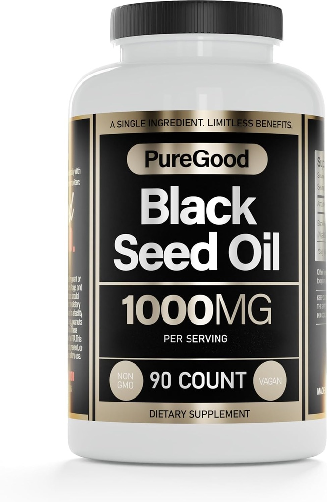 Schwarzes Saatgut Öl Kapseln, 500 Mg, kalt gepresst hohe Potenz Verdauungshilfe, 90 Count 100% Nicht GMO reines schwarzes Cumin Öl Kapseln