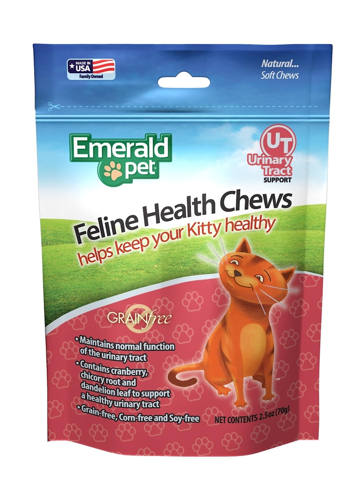 Emerald Pet Feline Health Chews UT Unterstützung — Natürliche Grain Free Urinary Tract Health Cat Chews — Cat Urinary Supplements mit Cranberry, Chicory Root, and Dandelion Leaf Extract — Made in USA, 2.5 oz