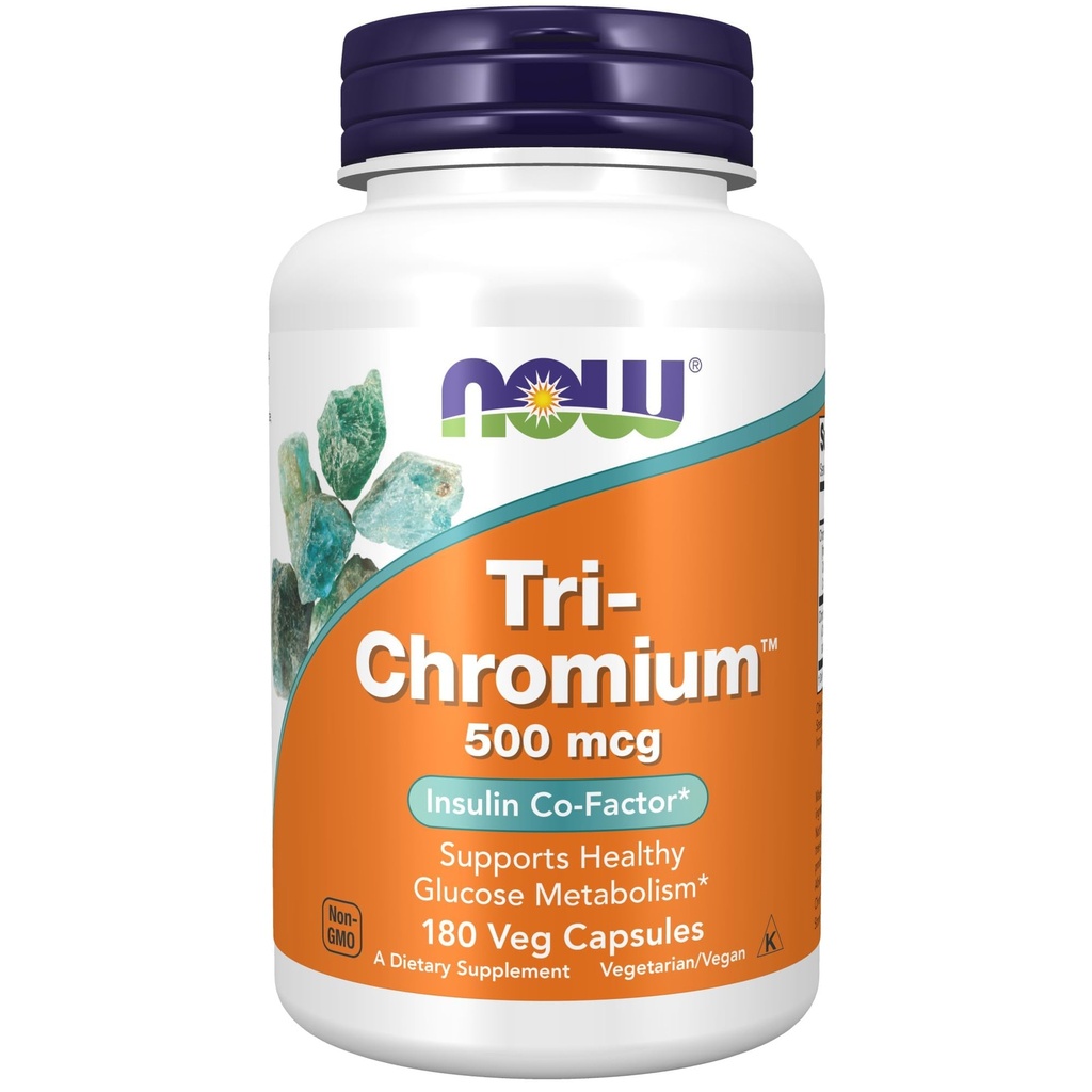 MAINTENANT Aliments suppléments, Tri-ChromiumTM 500 mcg avec cannelle, Insulin Co-Factor*, 180 gélules