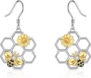 LUHE Bee Ohrringe für Damen 925 Sterling Silber Bumble Ohrringe mit Honeycomb Honeybee Schmuck Dangle Geschenke für Damen
