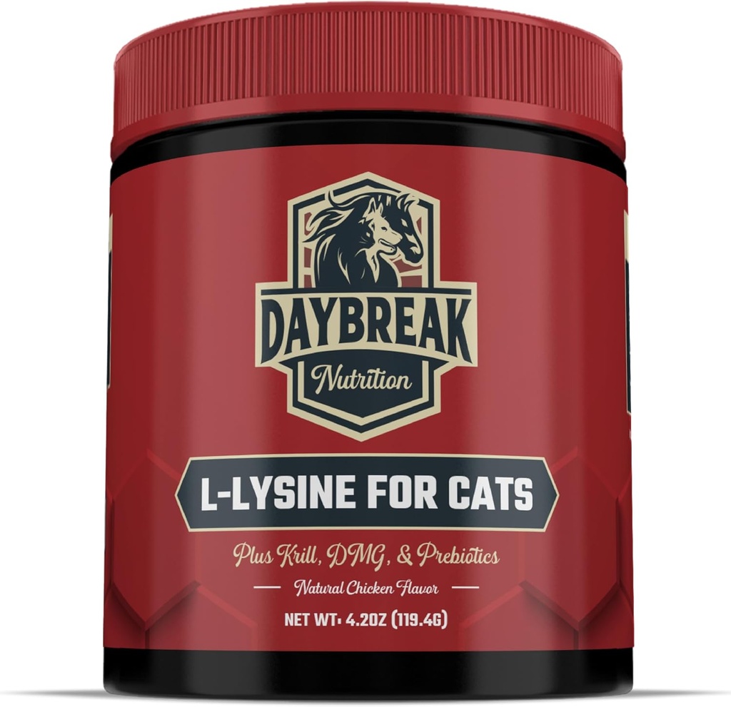 L-Lysine für Katzen und Kätzchen - 900 mg L Lysin Pulver für Katzen für Immunität und Atmungsunterstützung - Katzenergänzung mit L-Lysin, Präbiotika, Krill, & DMG für Immunsystem, Augengesundheit & Niesen
